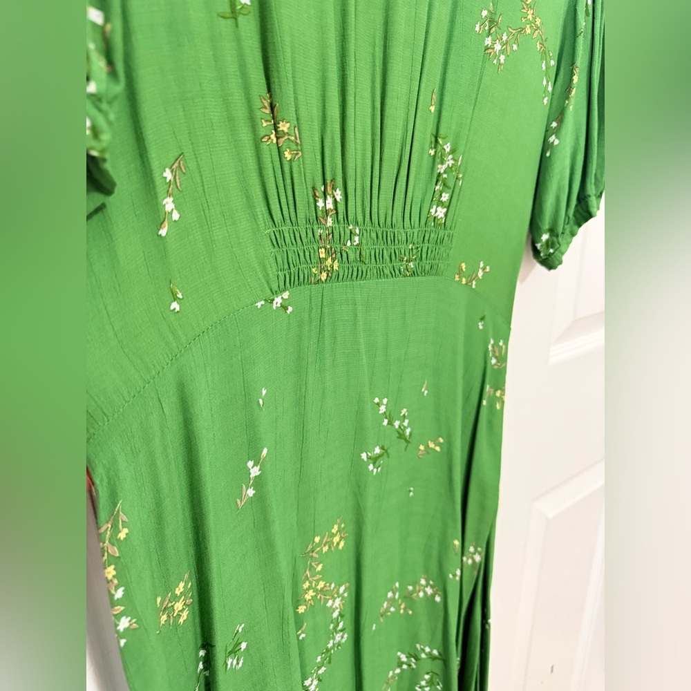 Faithfull The Brand Green Floral Midi Dress Size Large - Picture 5 of 9